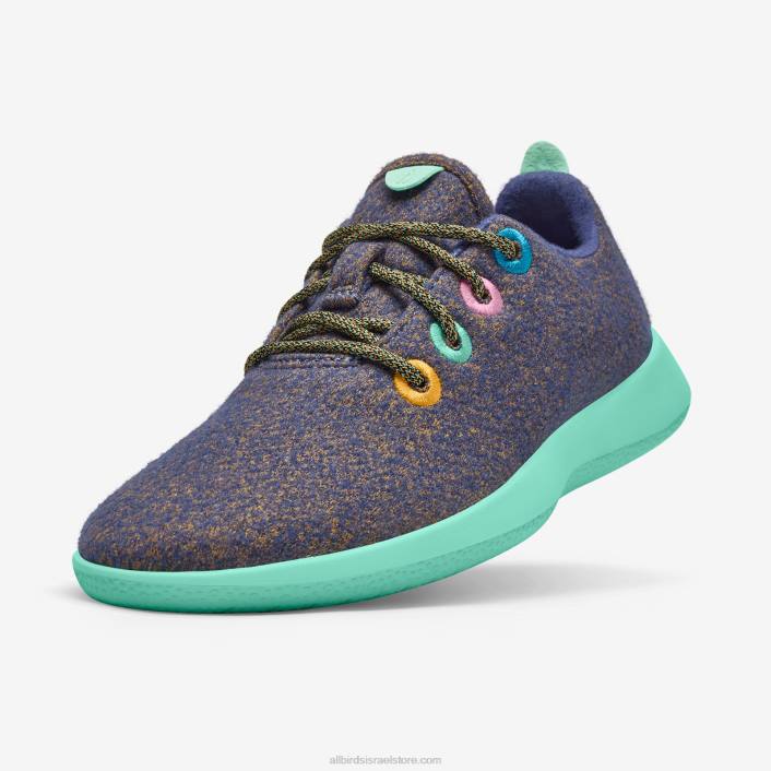 Allbirds smallbirds wool runners - ילדים גדוליםV0VZ259 wowza כחול (סוליית מנטה ציפה)
